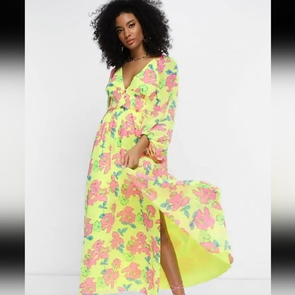 ASOS Soft Shirred Waist Open Back Maxi Dress